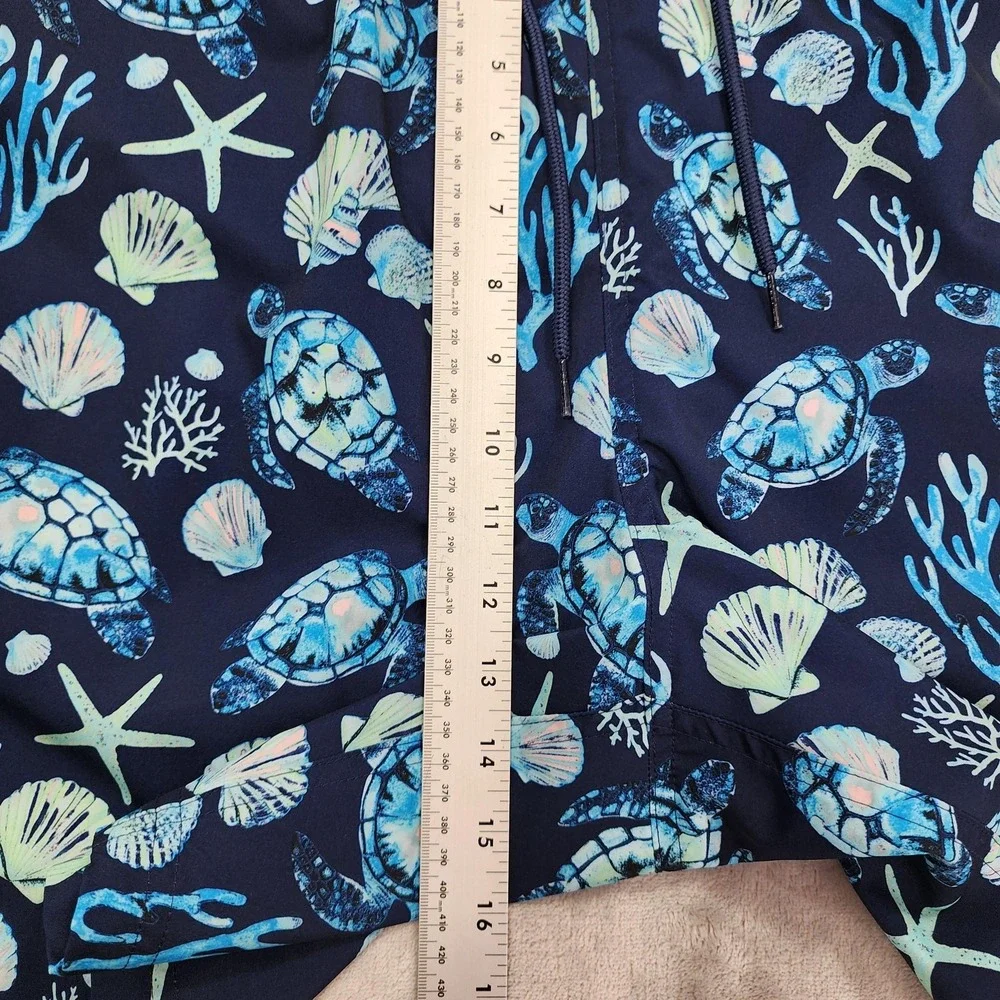 George Swim Trunks Mens‎ 3XL Blue Sea Turtle Print Lined Drawstring Beach Summer
